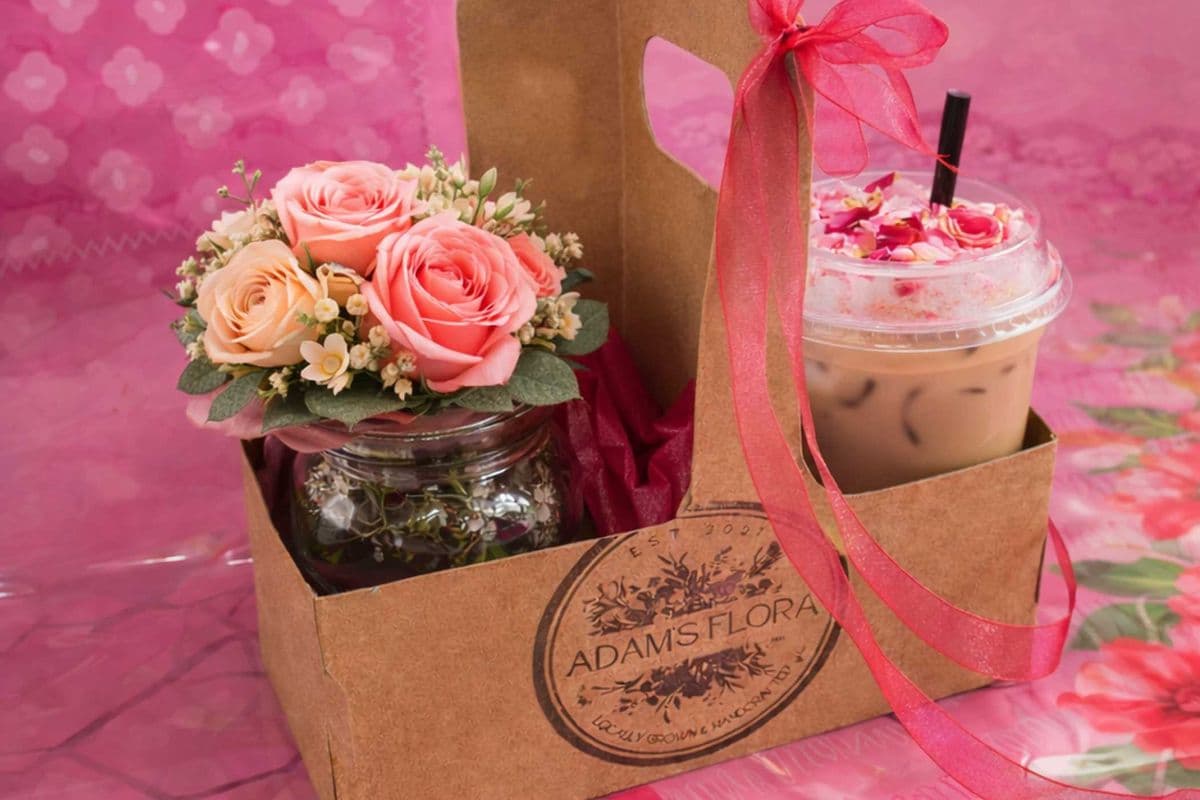 Rose Vanilla Latte + Mini Bloom