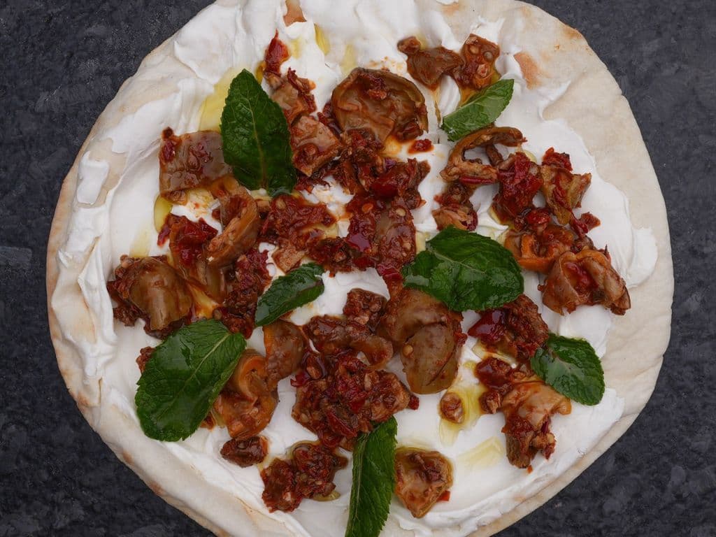 Labneh with Makdoos Manakish