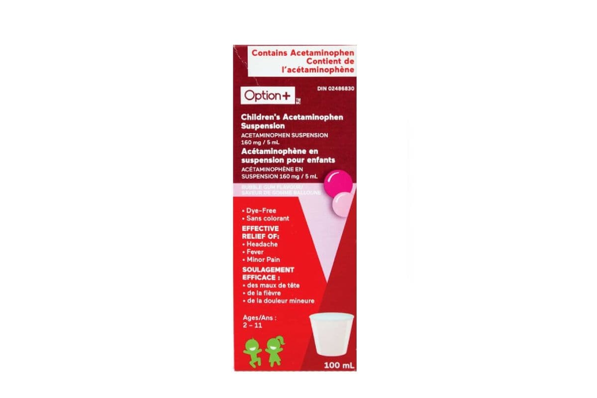 OPTION+ ACETAMINOPHEN SUSPENSION 160MG/5ML FOR CHILDREN AGES 2-11 CHERRY 100ML PACK (100ML)