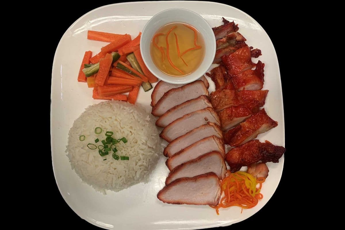 95. B.B.Q Pork and Grilled Chicken on Rice