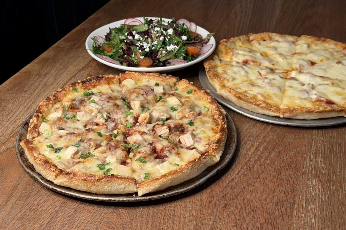 2 Medium Pizzas & Salad