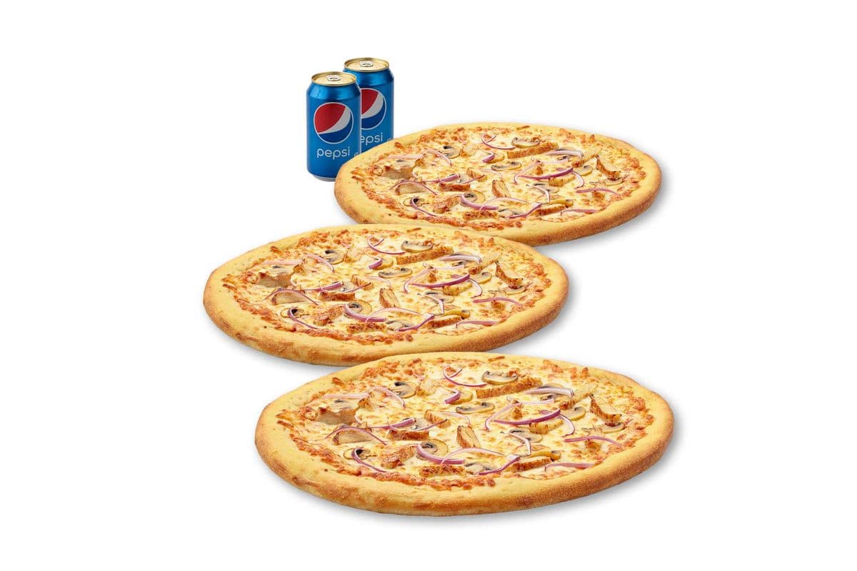 Spécial 3 Pizzas Petites - Poulet Halal / Small 3 Pizza Special - Halal Chicken