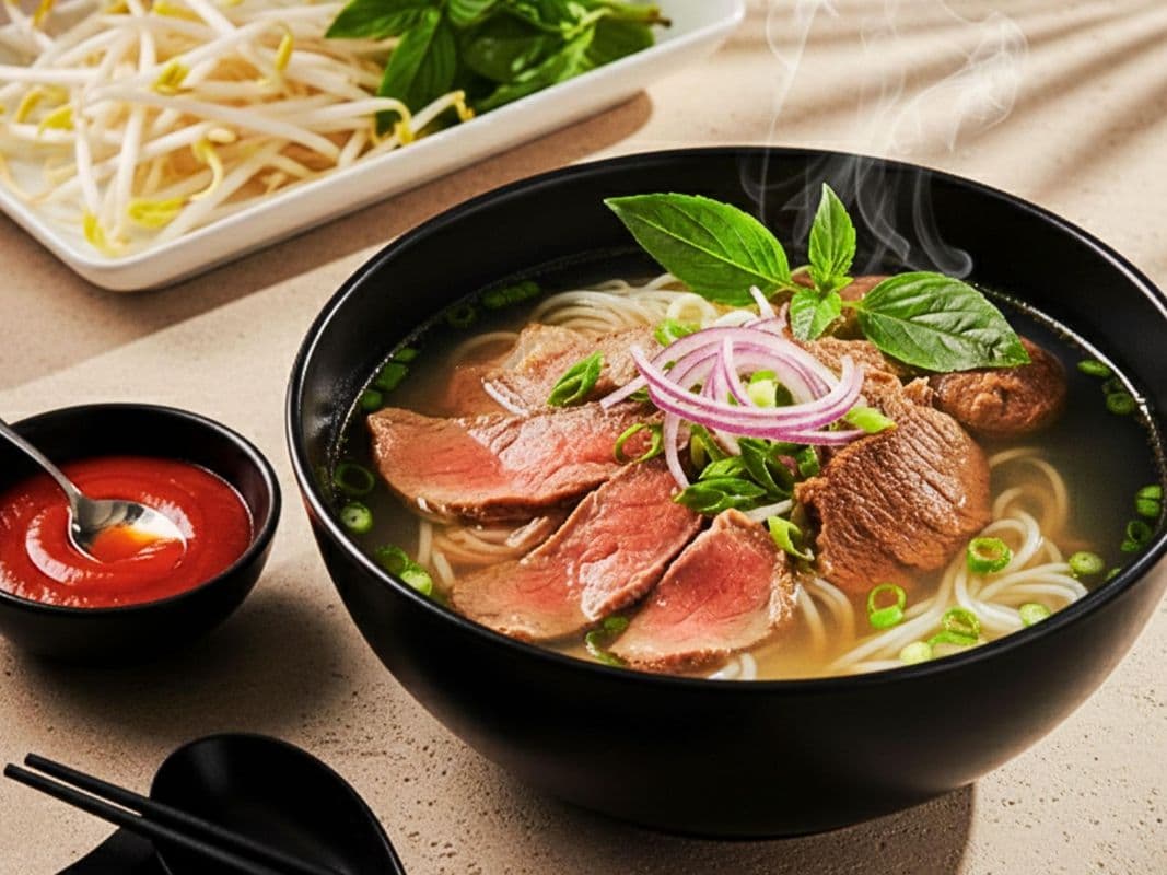 16. Rare Sirloin and Flank Well Done Beef Pho (Halal))