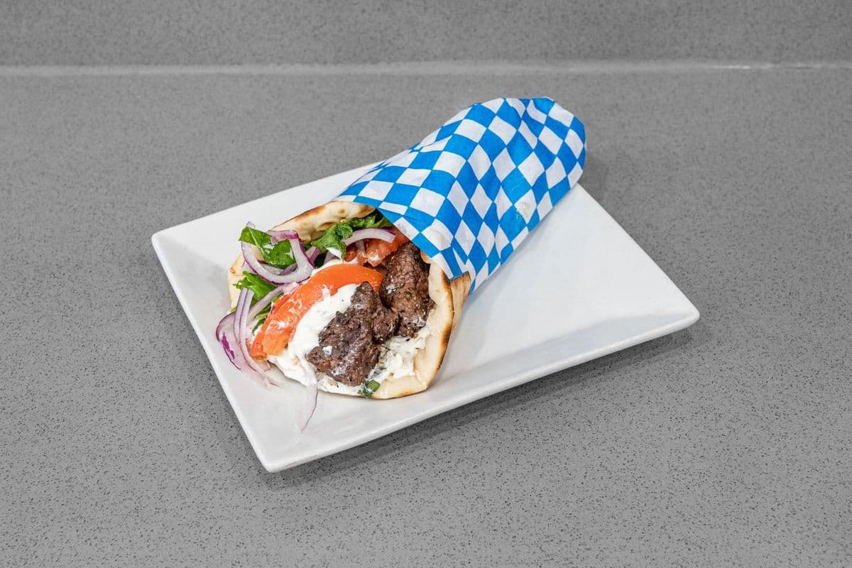 Souvlaki on Pita with Filet Mignon Sandwich
