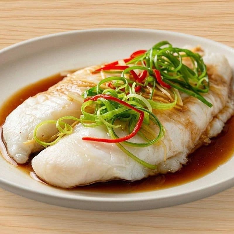 Fish Steamed with Ginger and Onions / Poisson aux gingembre et oignons à la vapeur (RIZ ET SALADES)