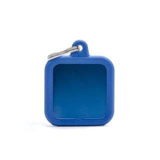 MyFamily Blue Square Aluminum Blue Rubber Engraved Tag