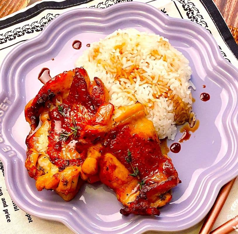 Roasted Mossan Chicken w/ Egg & on Rice 纽奥良滑蛋烤鸡扒饭