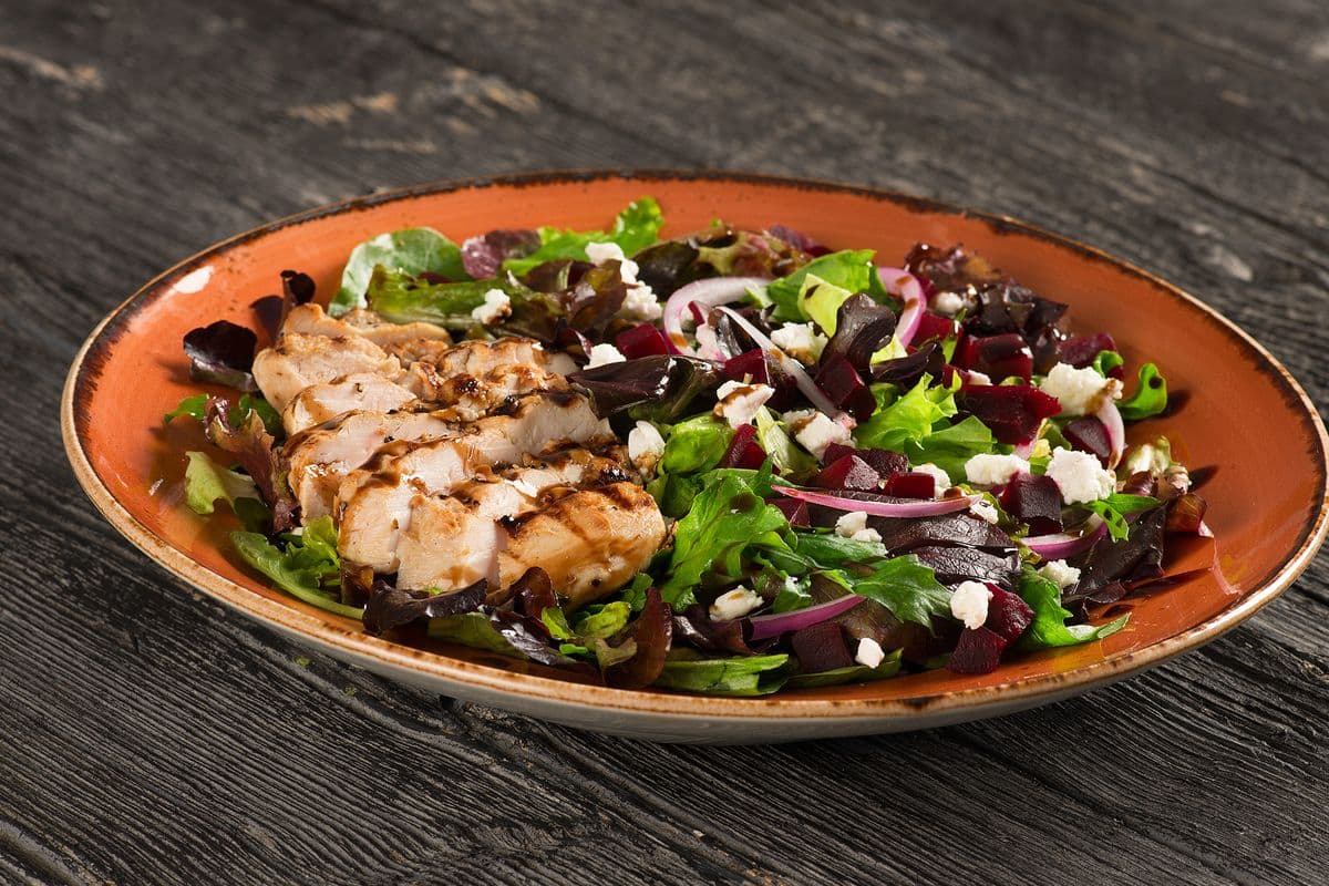 Chicken, Beet, Goat Cheese Salad