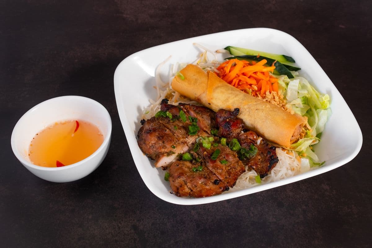B4. Grilled Chicken Slice and Fried Roll Vermicelli - Bun Ga Nuong, Cha Gio