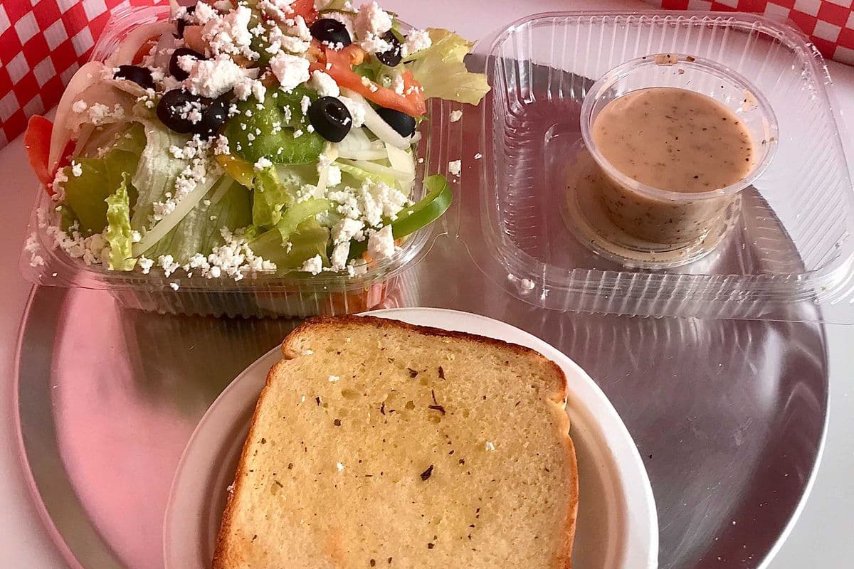 Greek Salad (with Garlic Toast)