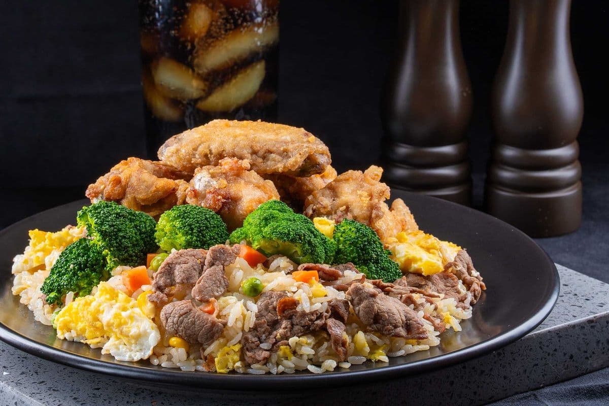 A - 5 pc Wings + Fried Rice + Drinks