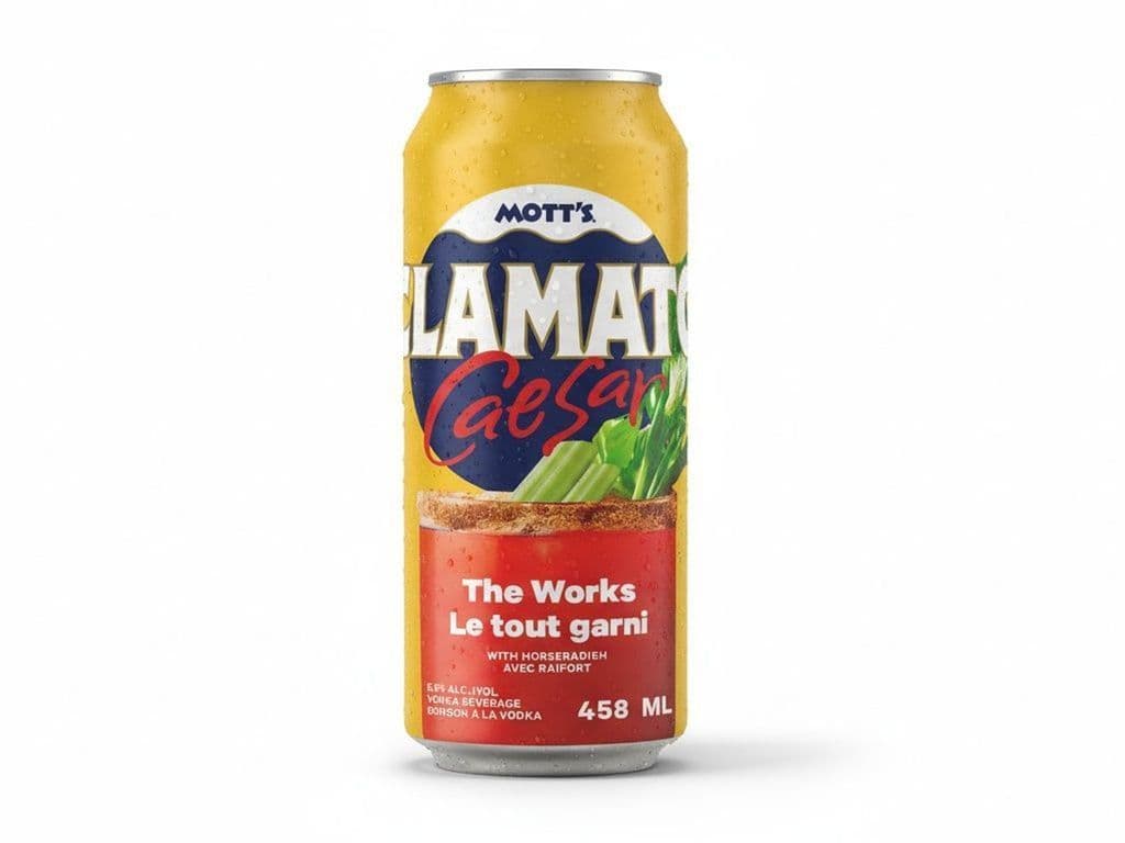 Motts Clamato Caesar - The Works, Individual 458ml can (5.5% ABV)