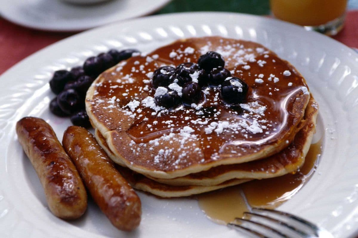 Breakfast Sausage & Blueberry Pancakes