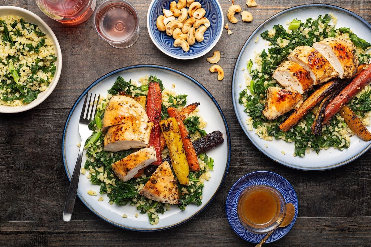 Meal kit: Japan to Canada Chicken Breasts with Warm Miso-Maple Vinaigrette Nantes Carrots & Toasted Cashew Garnish