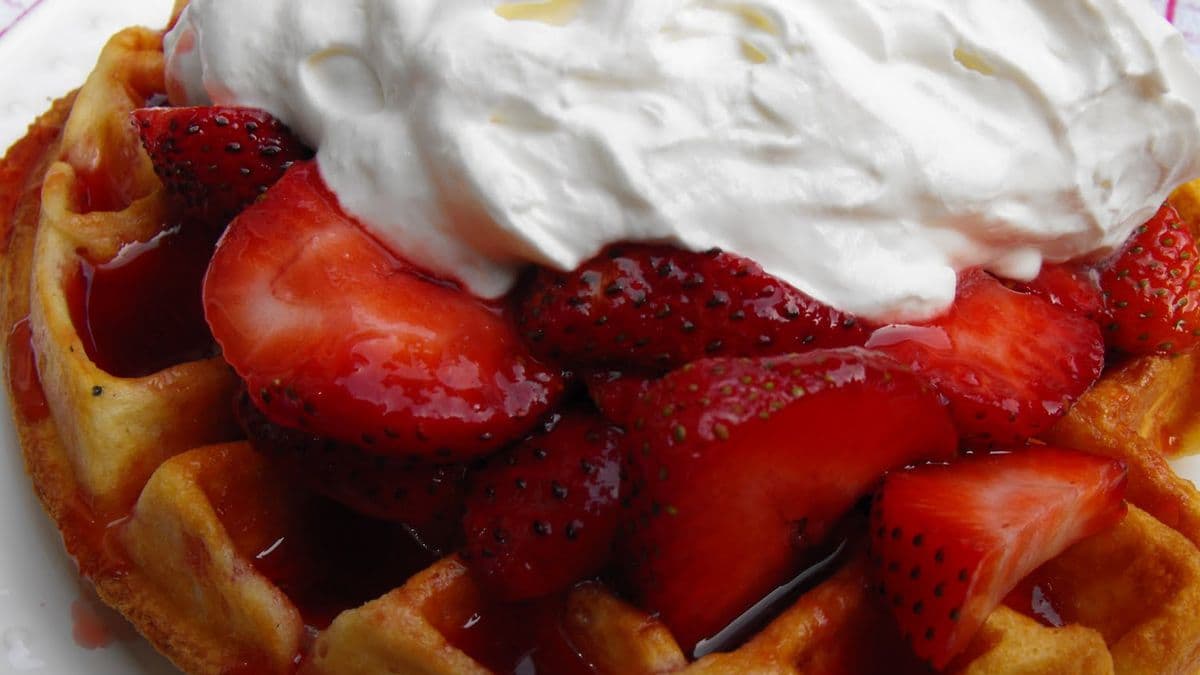 Waffles with Strawberry & Whipped Cream