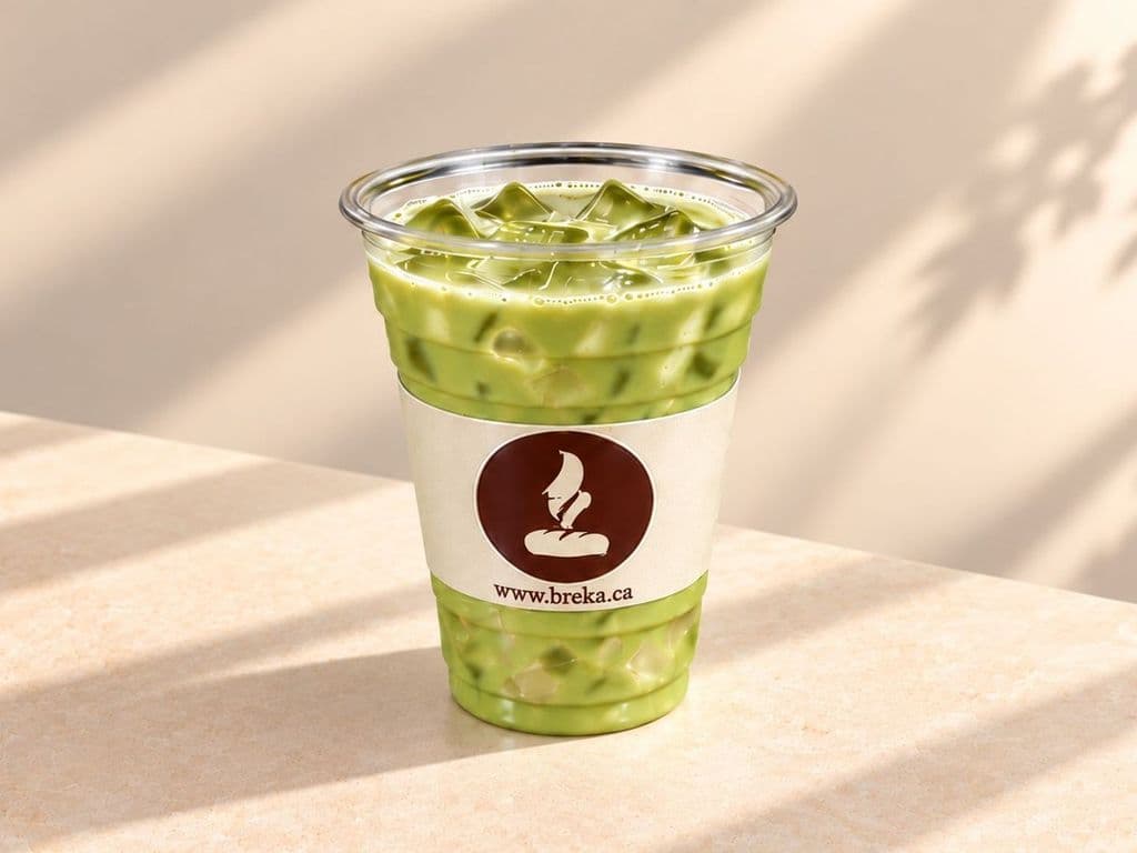 Pear Cardamom Iced Matcha Latte with Pear Jelly