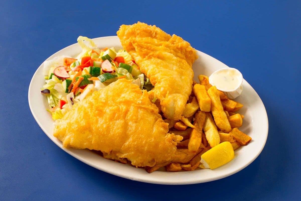 Halibut and Chips with Garden Salad (1 pc)