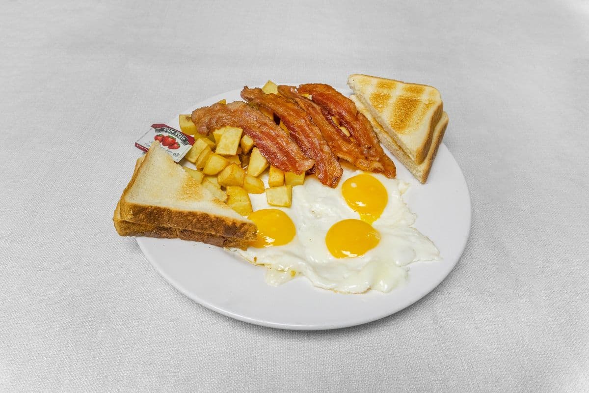 Three Eggs Any Style with Bacon, Ham, or Sausage