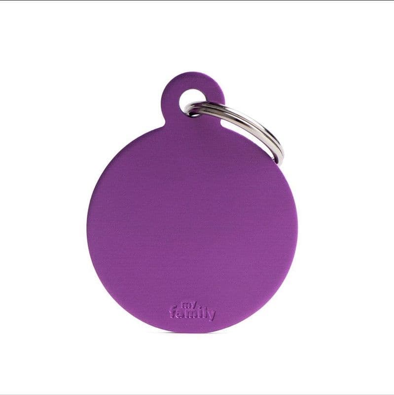 MyFamily Purple Round Aluminum Engraved Tag