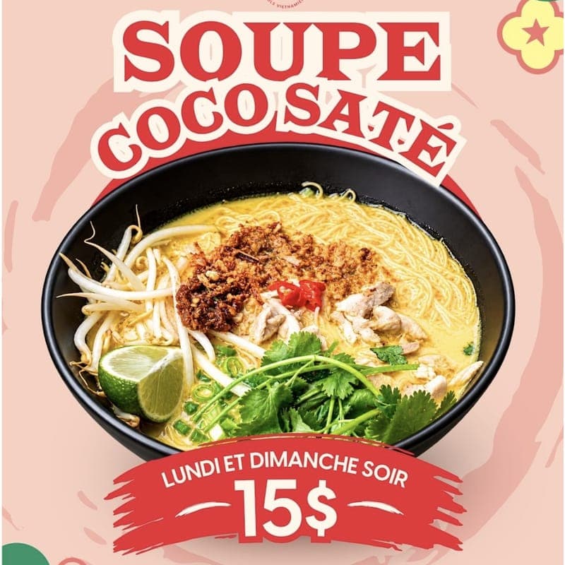 PROMO GRANDE SOUPE COCO SATE / PROMO LARGE COCONUT SATIE SOUP