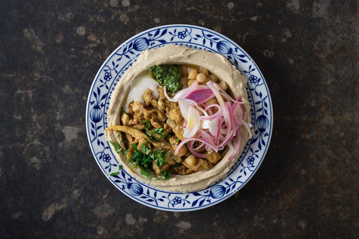 Chicken Shawarma on Hummus