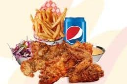 25 Morceaux + Frites + 3 Sauces + 2 Pepsi (CROQ. OU AIL)