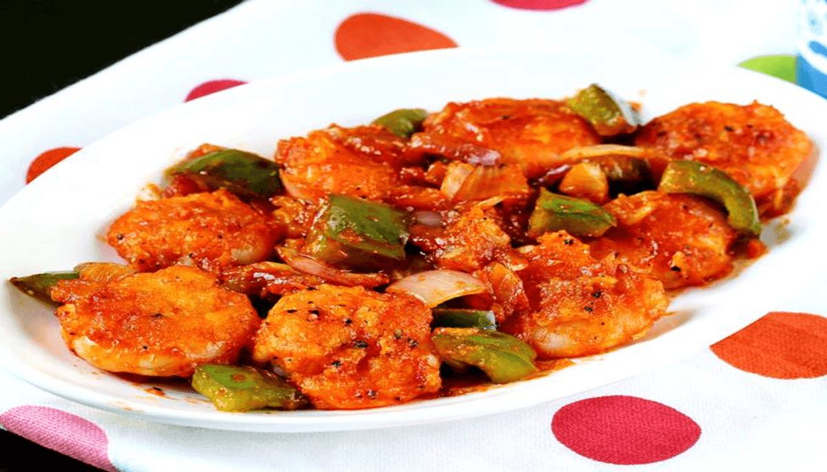 Chilly Prawn & a butter naan