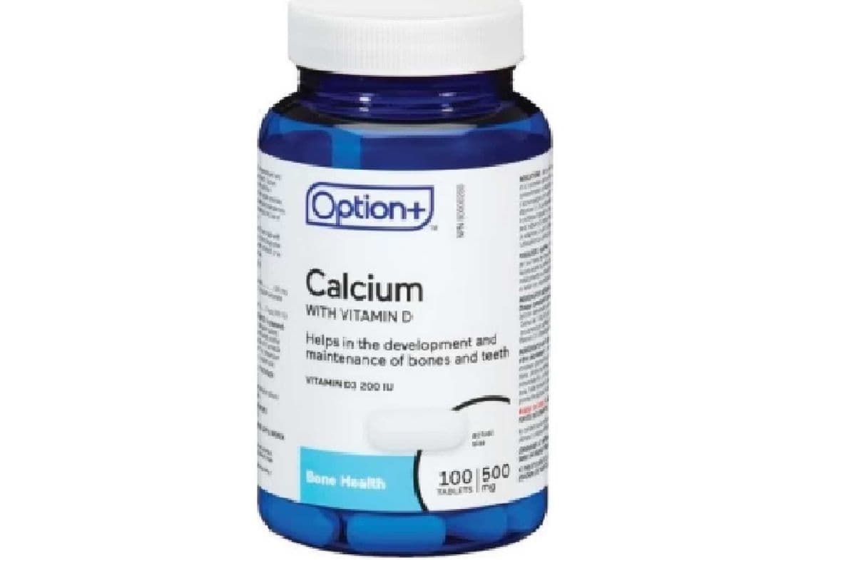 OPTION+ CALCIUM 500MG WITH VITAMIN D 200 IU 100 PACK (100 TABLETS)