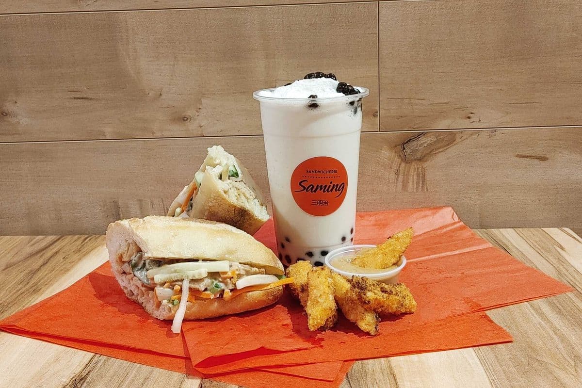Banh Mi trio porc avec thé aux bulles / Banh Mi Trio Pork with Bubble Tea