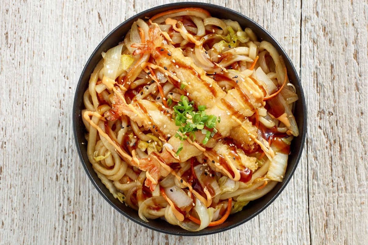 Tempura Shrimp Yaki Udon Bowl