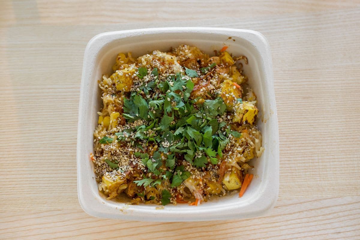 Pad Thai Sticky Fried Rice with Coconut Curry Tofu
