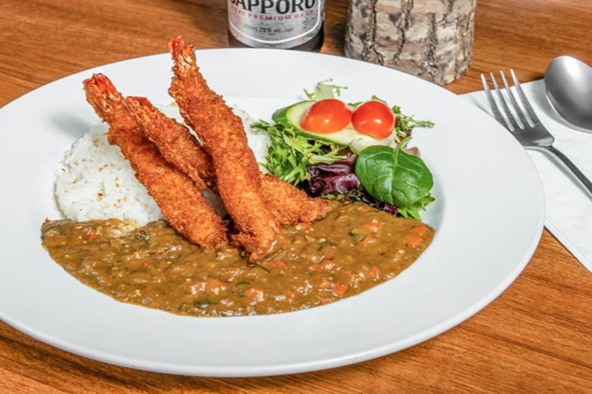Curry with Fried Prawns (3 pcs)
