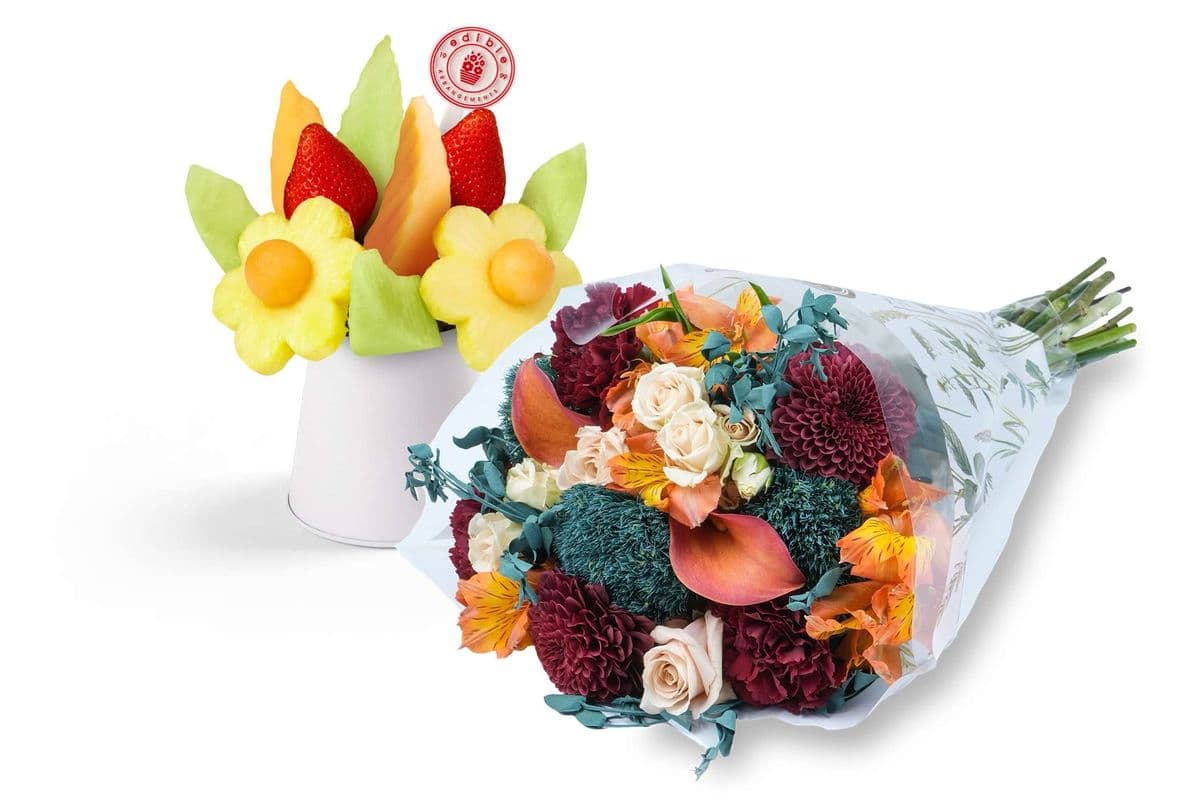 Cadeau d'Appréciation Bouquet de Fleurs et Fruits / Sweet Appreciation Flowers & Fruit Bouquet Gift