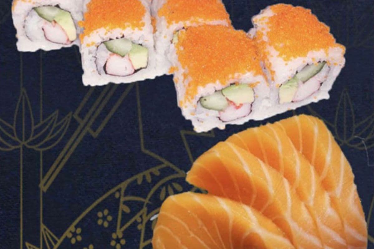 C5. Salmon Sashimi (4 pcs), California Roll (6 pcs)