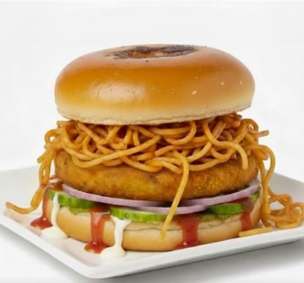 Aloo Tikki Noodle Burger