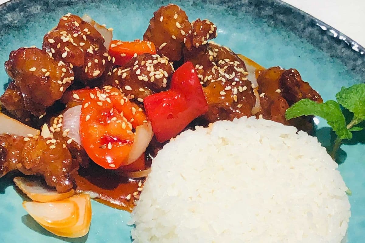 50. Sweet-and-Sour Pork with Rice