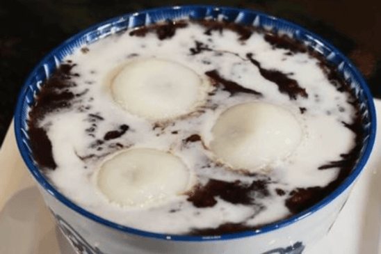 C13. Black Rice Red Bean with Coconut Milk and Sesame Rice Ball 椰汁红豆黑糯米芝麻汤圆