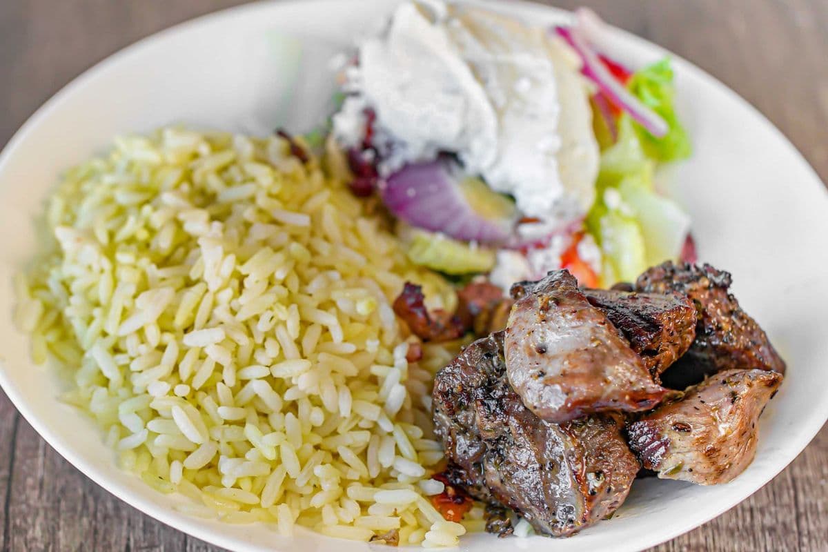 Lamb Souvlaki Rice Bowl