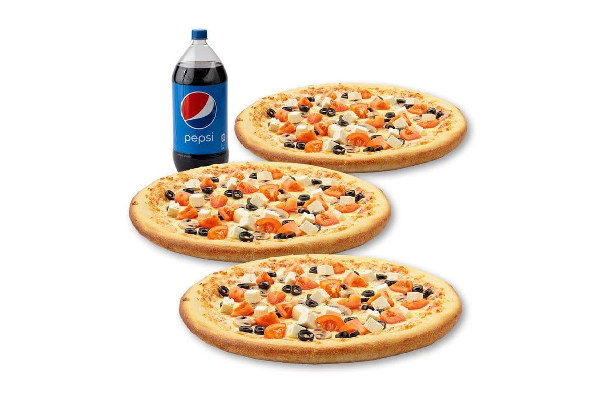 Spécial 3 Pizzas Moyennes - Méditerranéennes / Medium 3 Pizza Special - Mediterranean