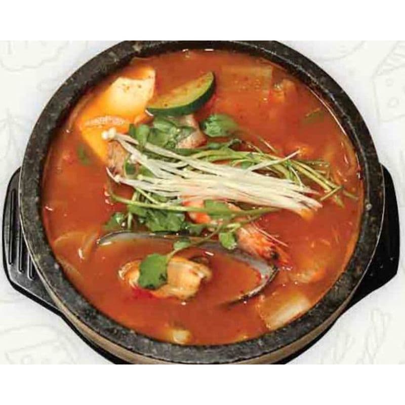 88. Spicy Whiting Fish Stew with Mixed Seafood, Vegetables, and Tofu
