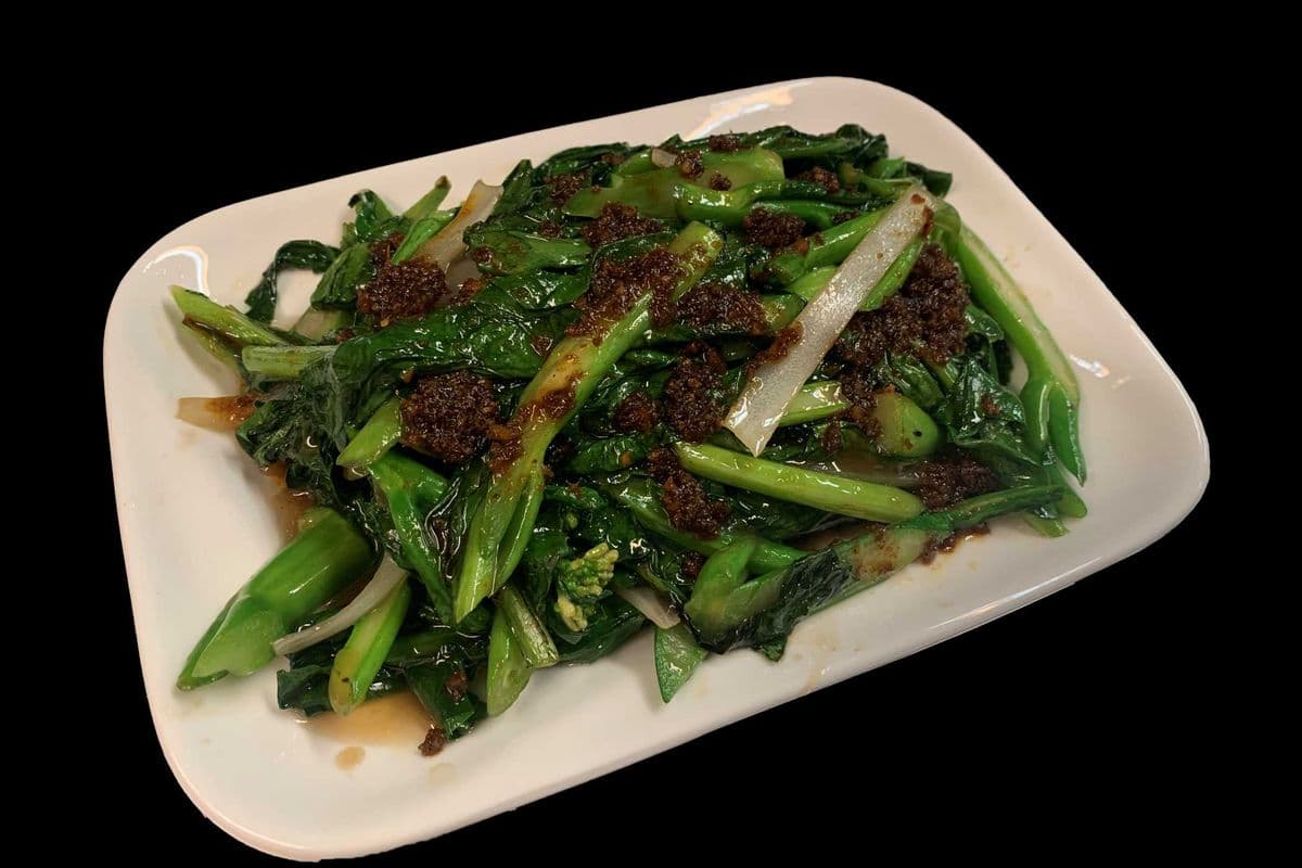1. Fried Gai Lan with Sate Sauce