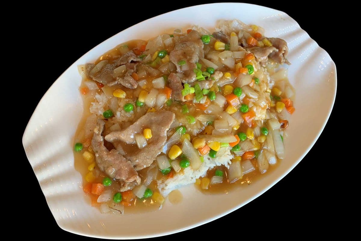 86. Fried Beef, Tofu, and Mixed Vegetables