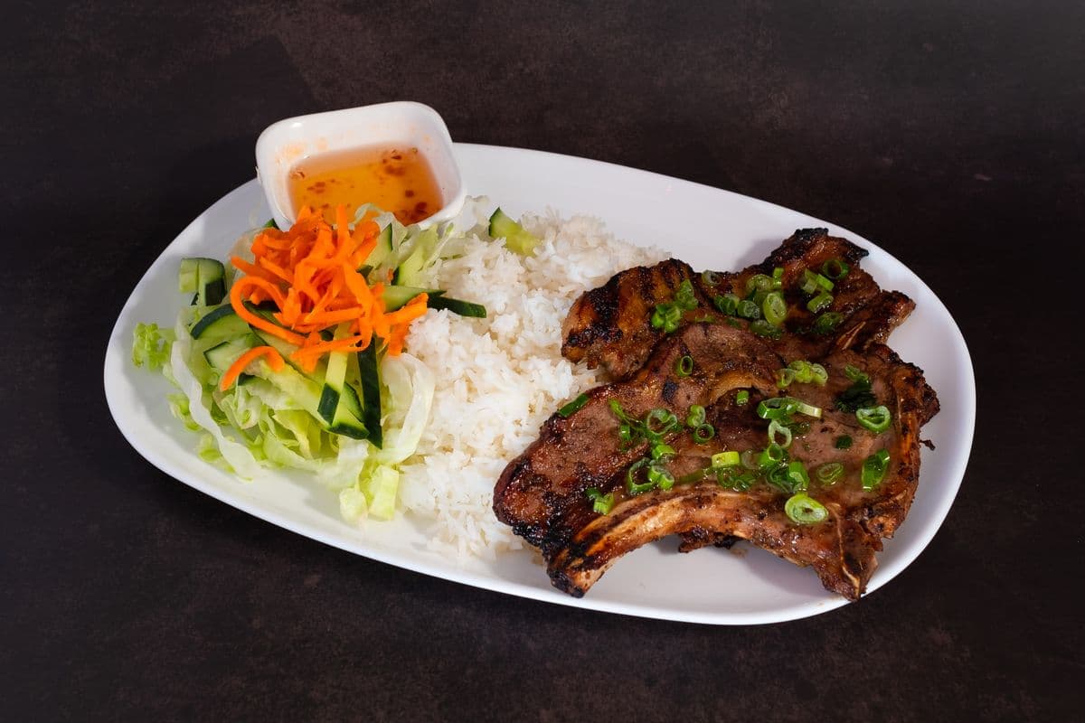 C2. Grilled Pork Chop with Rice - Com Suon Nuong Xa