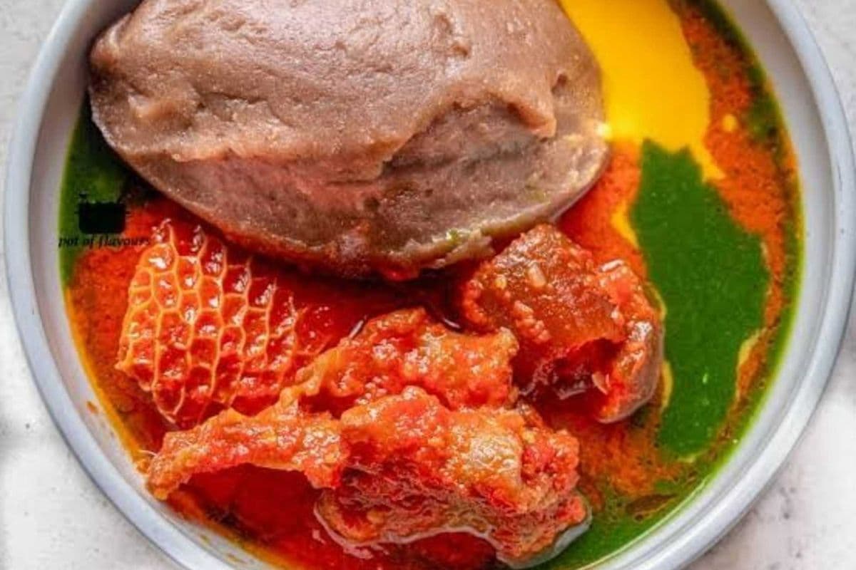 Amala with Gbegiri and Assorted Meat