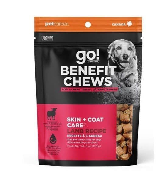 Petcurean Go! Benefit Chews Skin + Coat Soft and Chewy Treats Lamb Recipe Dog 170g