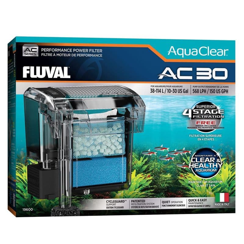 Fluval AquaClear AC30 Power Filter, 10-30 US Gal / 38-114 L