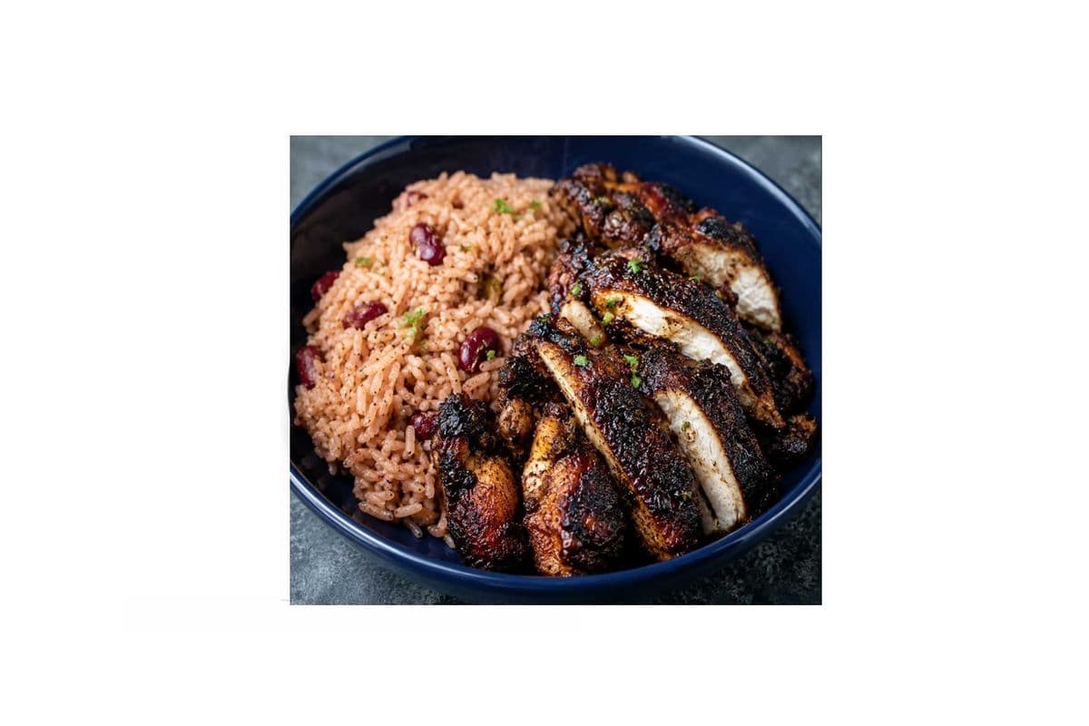Jerk Chicken with Rice and Peas