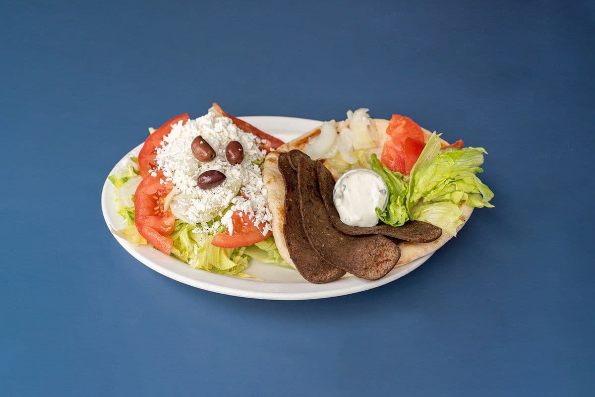 Gyros on a Pita with Greek Salad