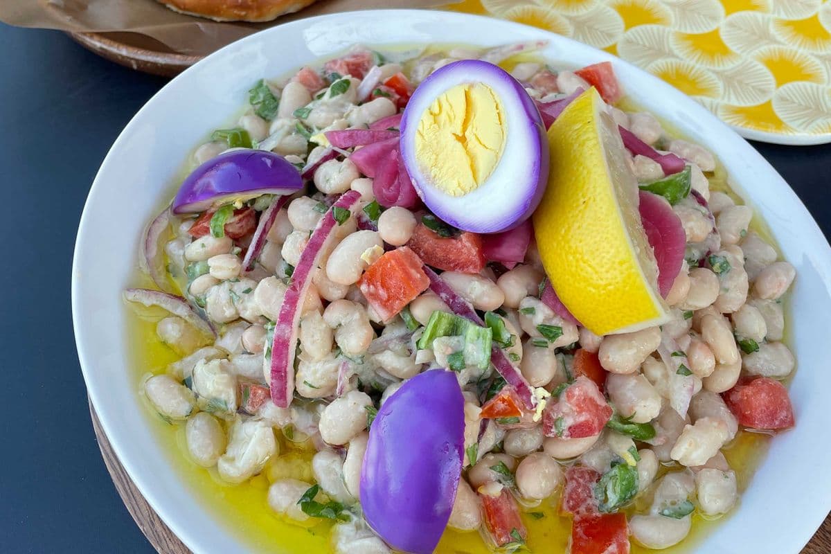 Piyaz Antalya Style (White Bean Salad w Tahini Dressing)