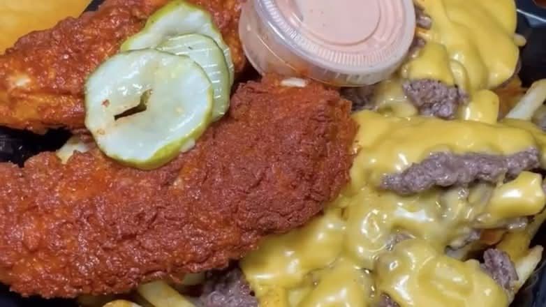3 hot chicken tenders and smash fries